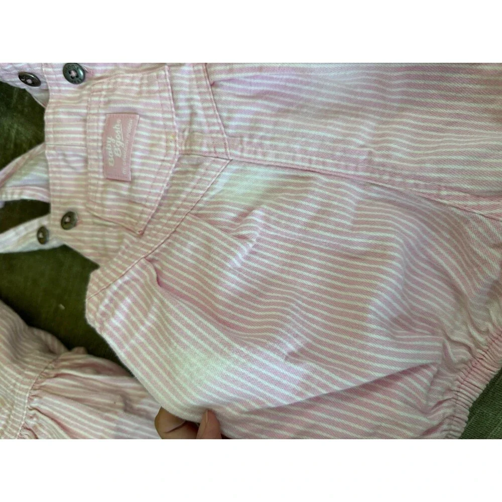1990s Vintage OshKosh B'gosh pink and white striped bubble romper